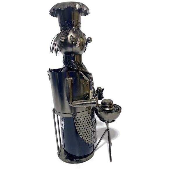 The Tinman Metal Wine Bottle Holder BBQ Chef Hat and Grill 12.5" Tall - Picture 4 of 9